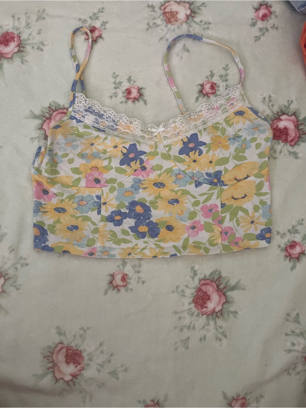 PacSun Pastel Floral Cropped Tank Top